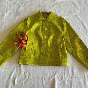 NWT Stand Studio "Libertee" faux croc leather jacket in chartreuse